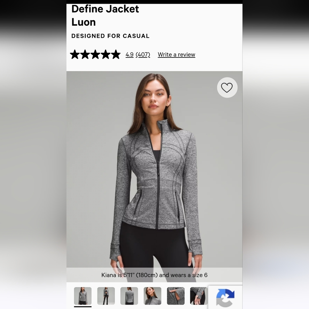 Lululemon Define Jacket Size 4